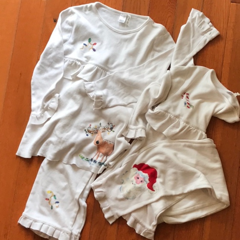 Girls Christmas hand painted ruffle pajam